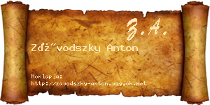 Závodszky Anton névjegykártya
